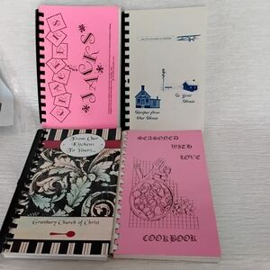 Set of 4 Vintage Spiral Locally Produced Cookbooks
